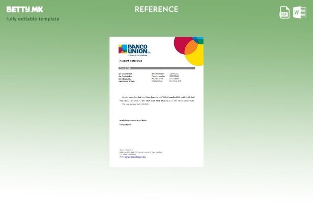 Референтен шаблон за затворање модерен стил Bolivia Banko Union